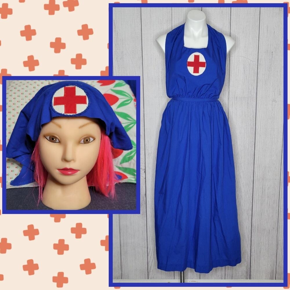 Historical Civil War Reenactment Medic Nurse's Apron and Headscarf Set